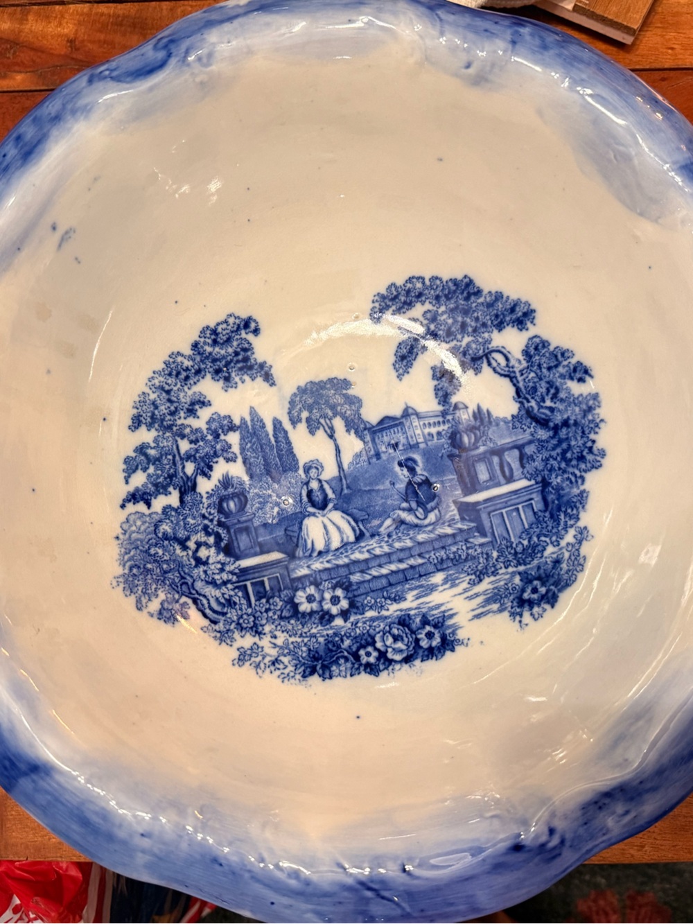 Blue and White Decorative Ceramic Serving Bowl